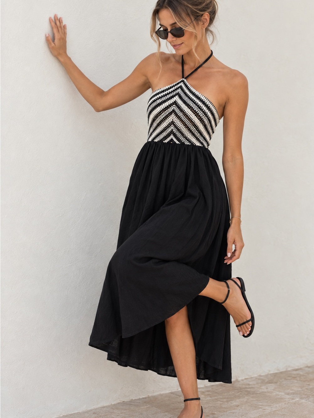 NWT idem ditto Chevron Knit Halter Dress